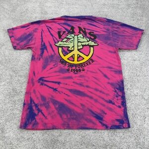 Vans Shirt Mens Medium Pink Purple Tie Dye Peace Smoke Skater 60s Graphic Tee
